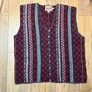 Vintage Woolrich Rugged Outdoorwear Burgundy Grey Vest 100% Wool Women’s Size L